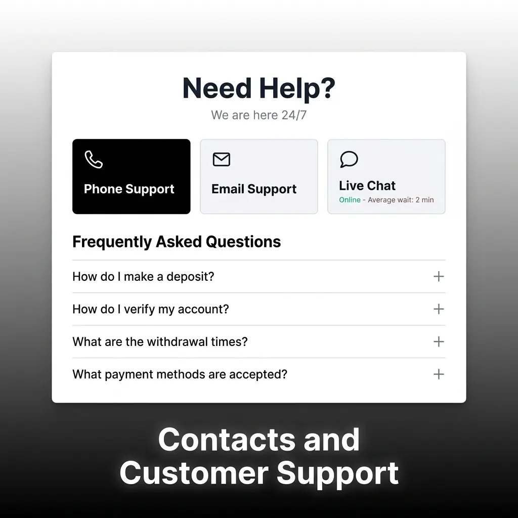 Legendz Casino 24/7 customer support options including live chat, email, and FAQ help center for US players